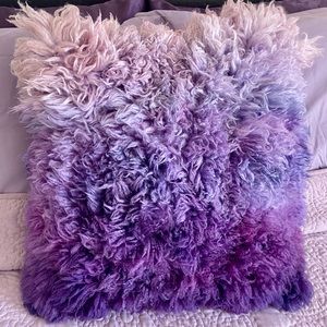 Purple ombré sheepskin fur pillow